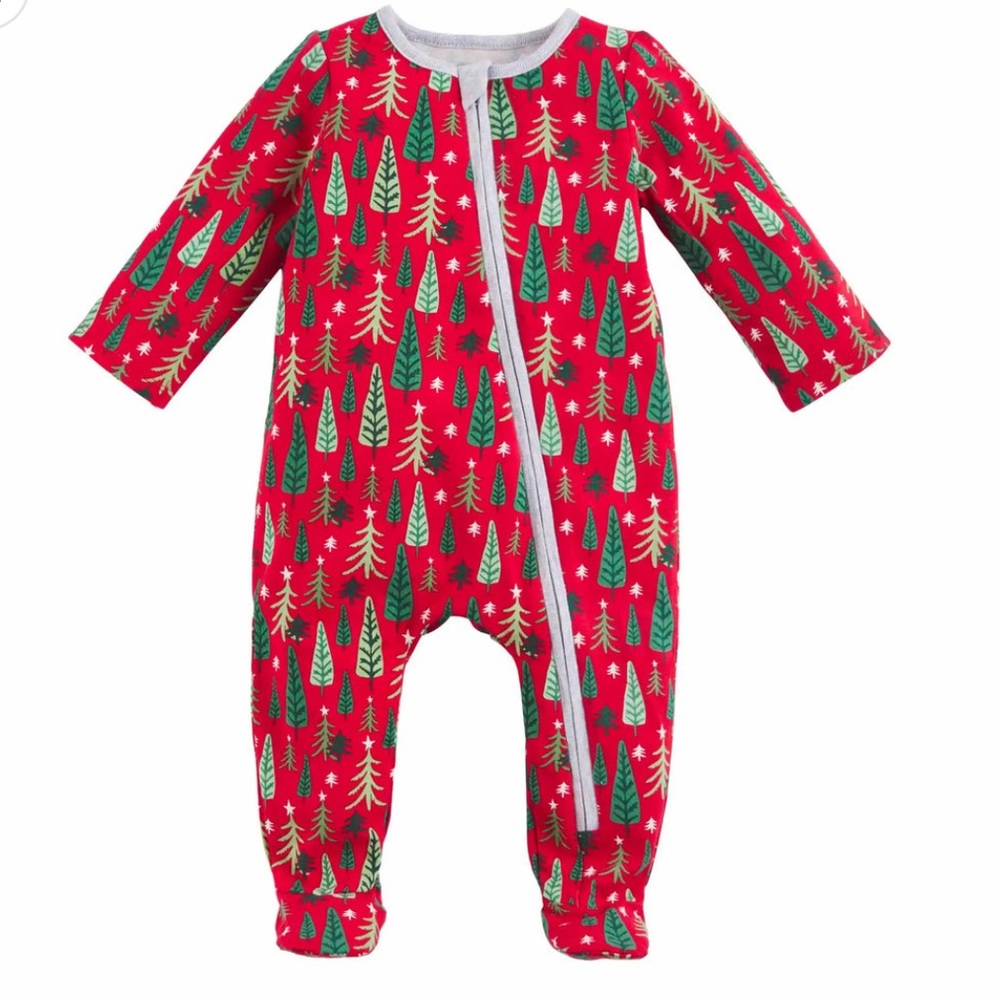 NEW! MUD PIE Family Christmas PJ Baby Sleeper Christmas Tree Red Green Size 0-3M